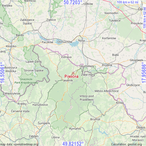 Písečná on map