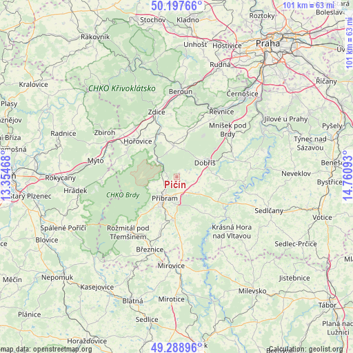 Pičín on map