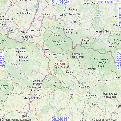 Pěnčín on map