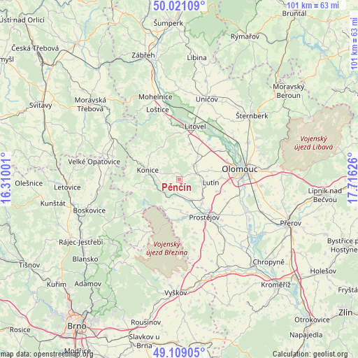 Pěnčín on map