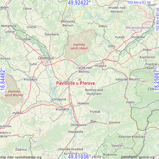 Pavlovice u Přerova on map