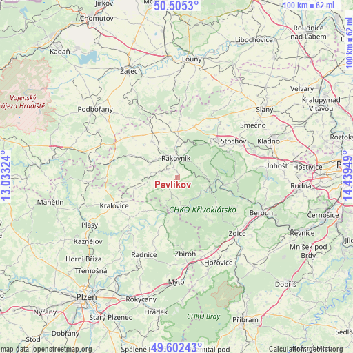 Pavlíkov on map