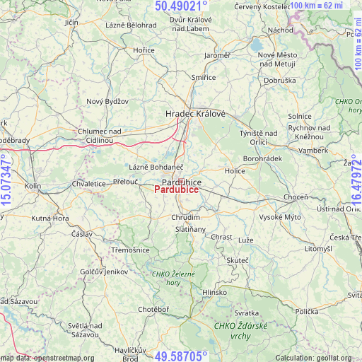 Pardubice on map