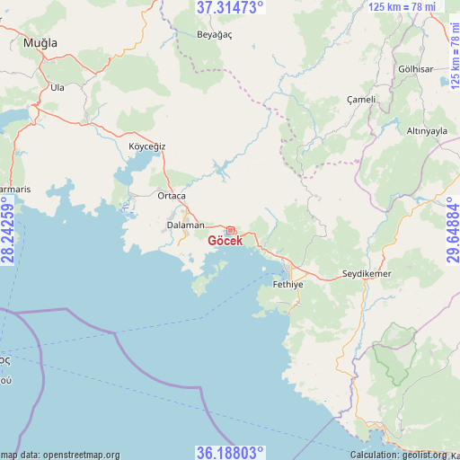 Göcek on map