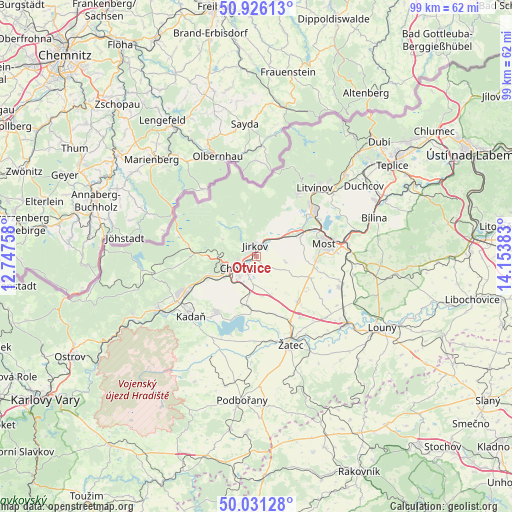 Otvice on map