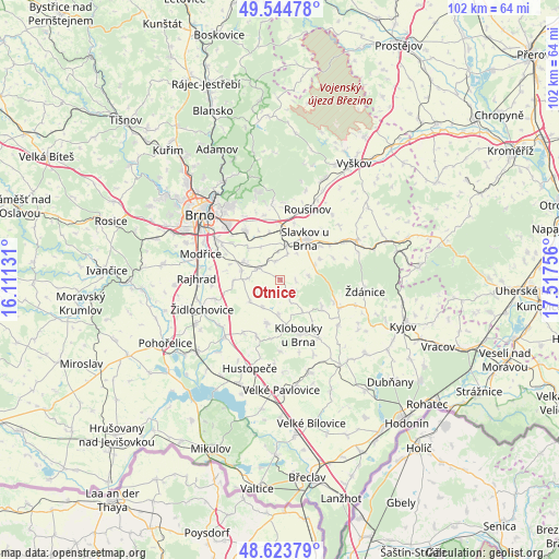 Otnice on map