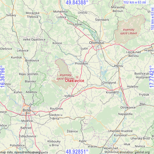Otaslavice on map