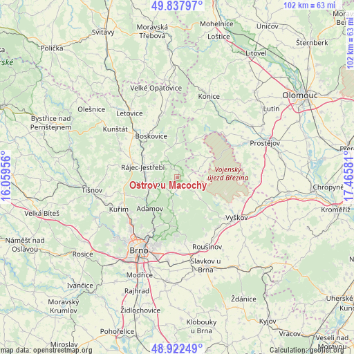 Ostrov u Macochy on map