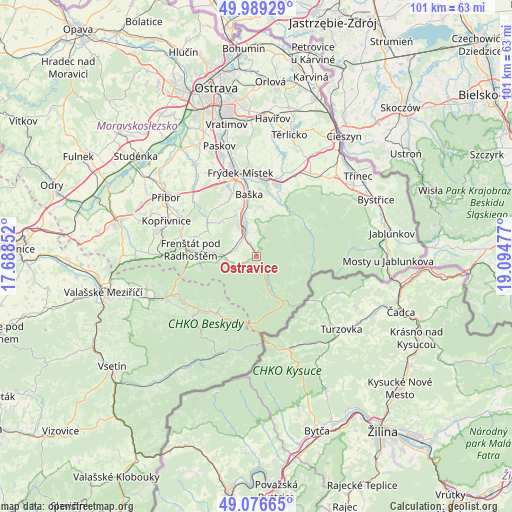 Ostravice on map