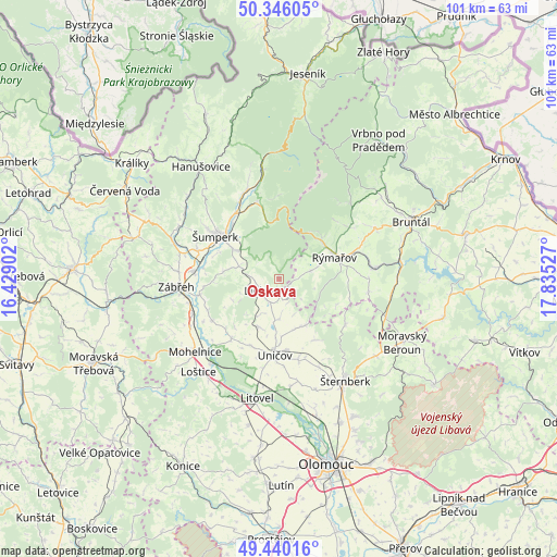 Oskava on map