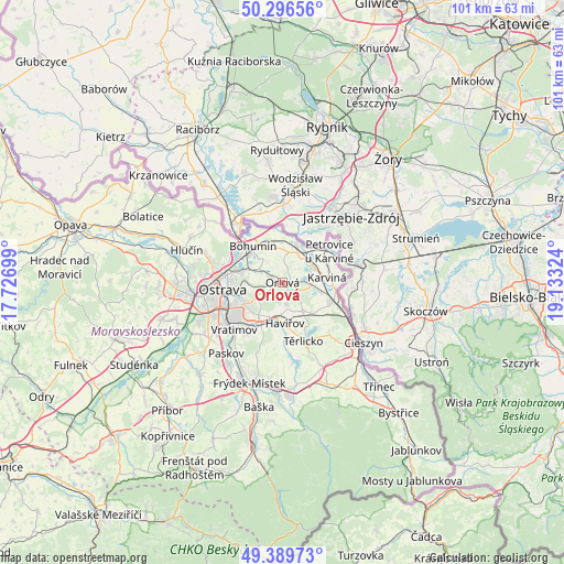 Orlová on map