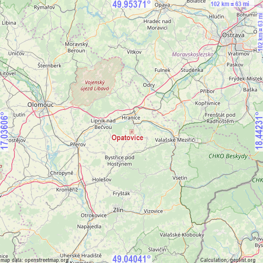 Opatovice on map