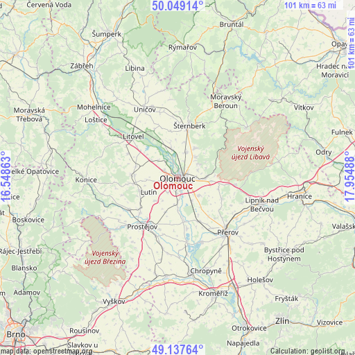 Olomouc on map