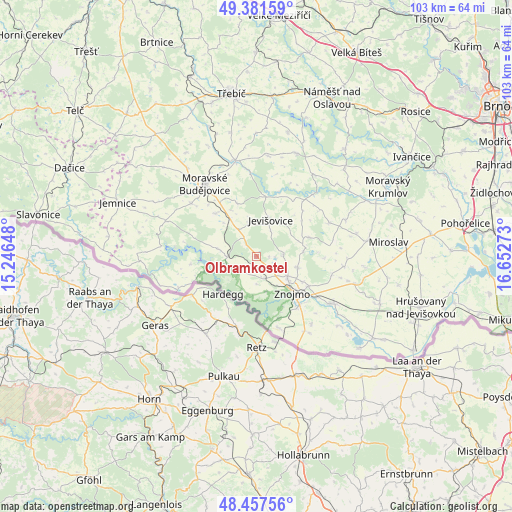 Olbramkostel on map