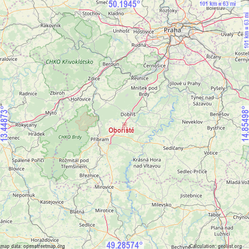 Obořiště on map