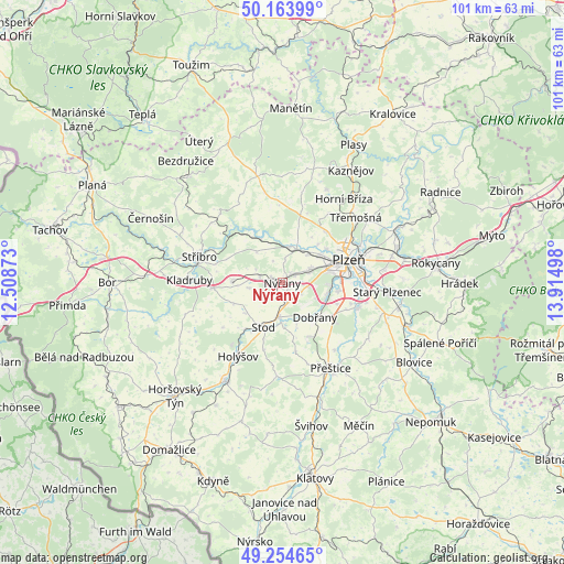 Nýřany on map