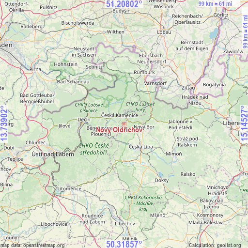 Nový Oldřichov on map