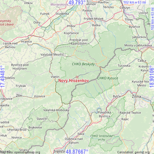 Nový Hrozenkov on map