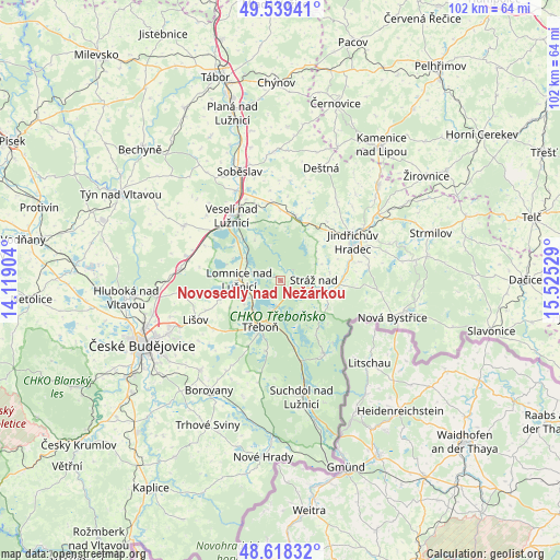 Novosedly nad Nežárkou on map