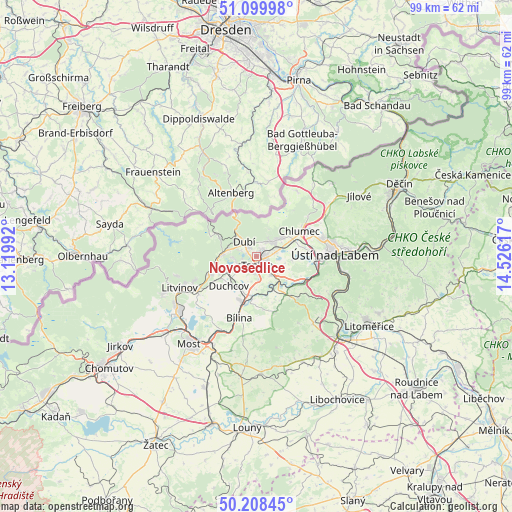 Novosedlice on map