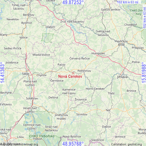 Nová Cerekev on map