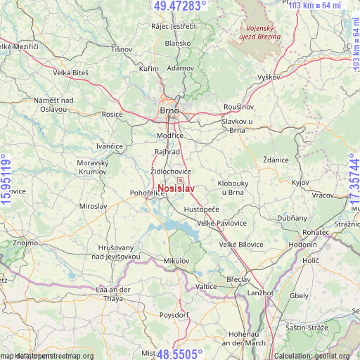 Nosislav on map