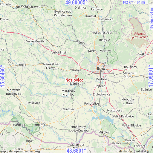 Neslovice on map