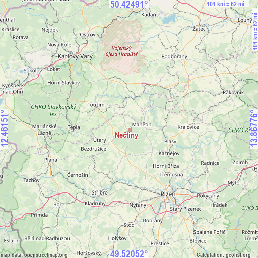 Nečtiny on map