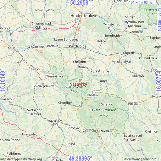 Nasavrky on map