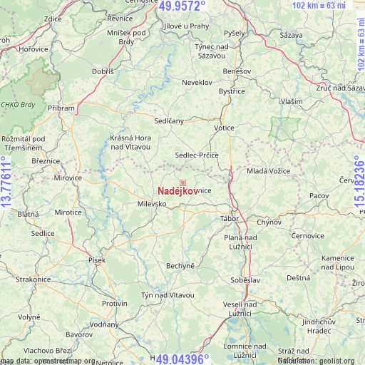 Nadějkov on map