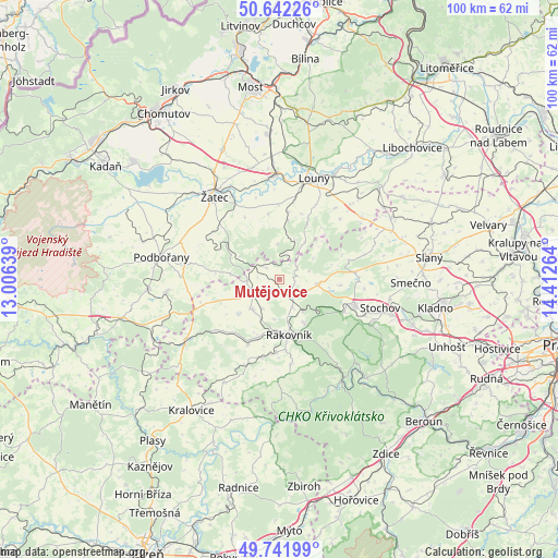 Mutějovice on map