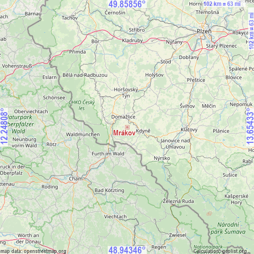 Mrákov on map