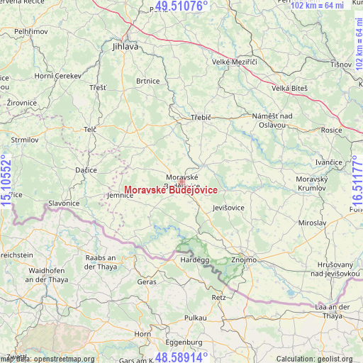 Moravské Budějovice on map