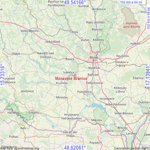 Moravské Bránice on map