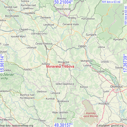 Moravská Třebová on map