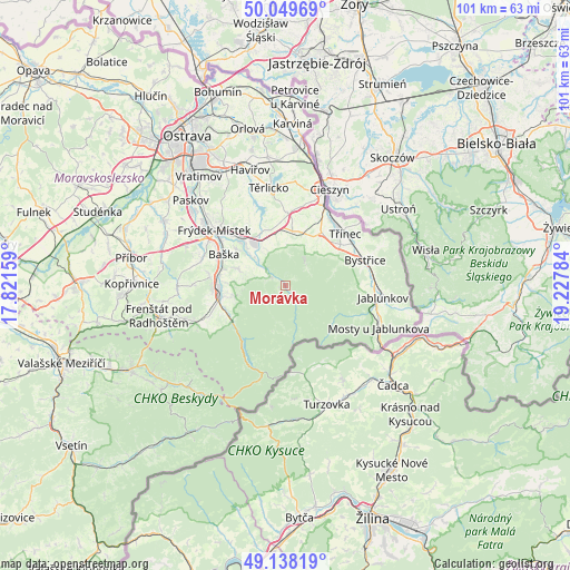 Morávka on map