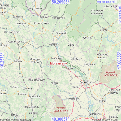 Moravičany on map