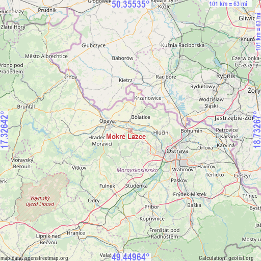 Mokré Lazce on map