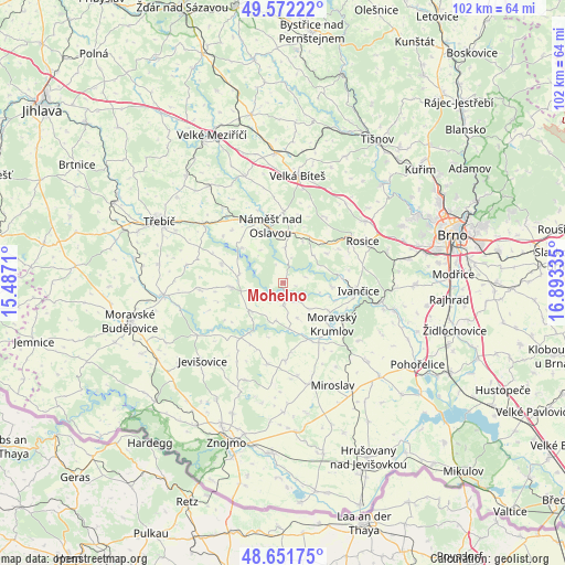 Mohelno on map