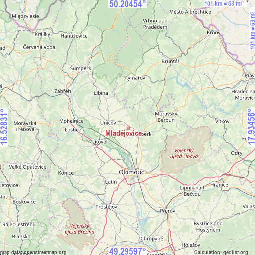 Mladějovice on map