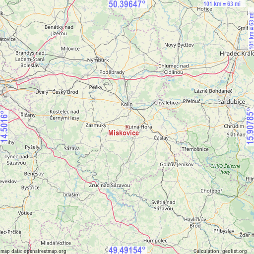 Miskovice on map