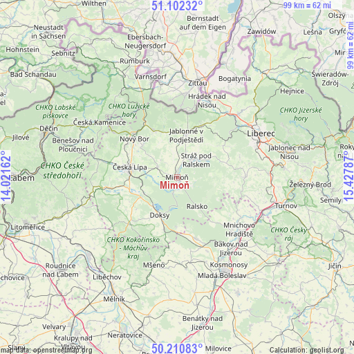 Mimoň on map