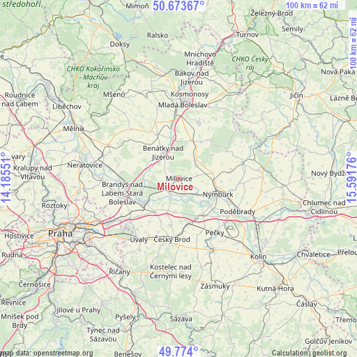 Milovice on map