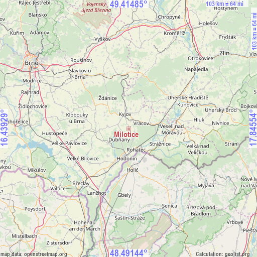 Milotice on map