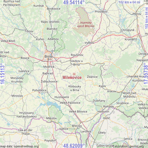 Milešovice on map