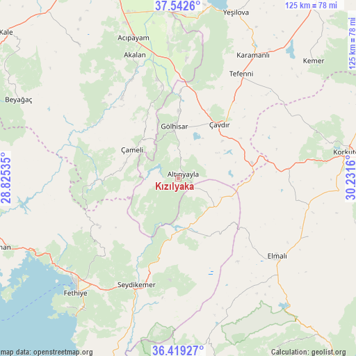 Kızılyaka on map