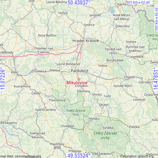 Mikulovice on map