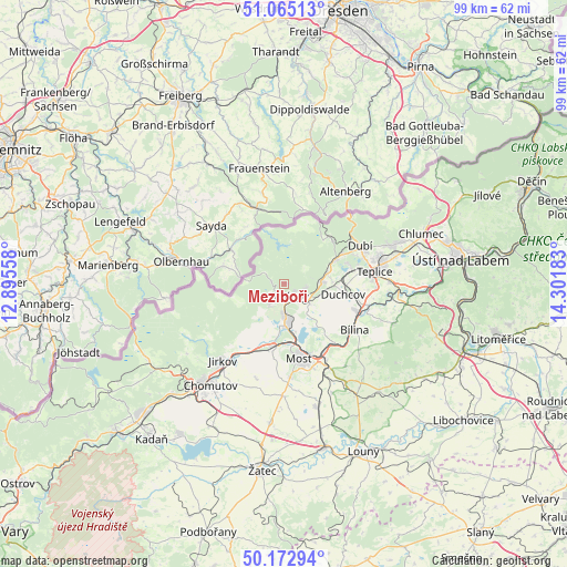 Meziboři on map