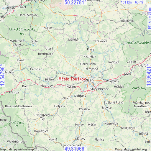 Město Touškov on map