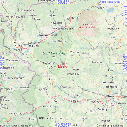 Město on map